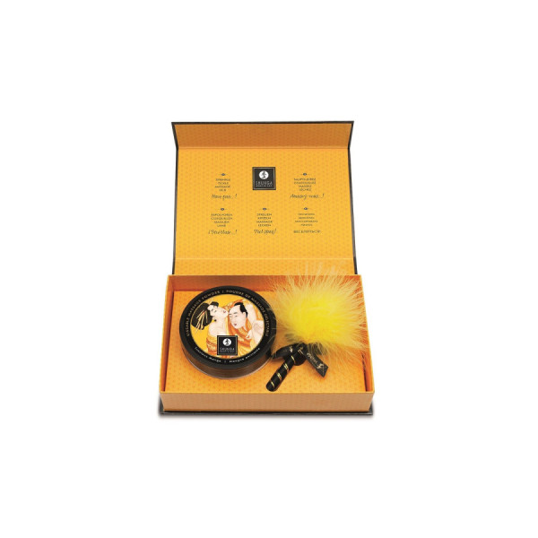 Mini Coffret poudre corporelle mangue et plumeau assorti 